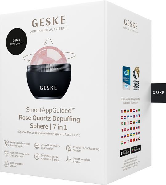 Кульковий масажер з рожевим кварцом GESKE&nbsp;SmartAppGuided&nbsp;Rose&nbsp;Quartz&nbsp;Depuffing&nbsp;Sphere&nbsp;7in1&nbsp;black HB0653