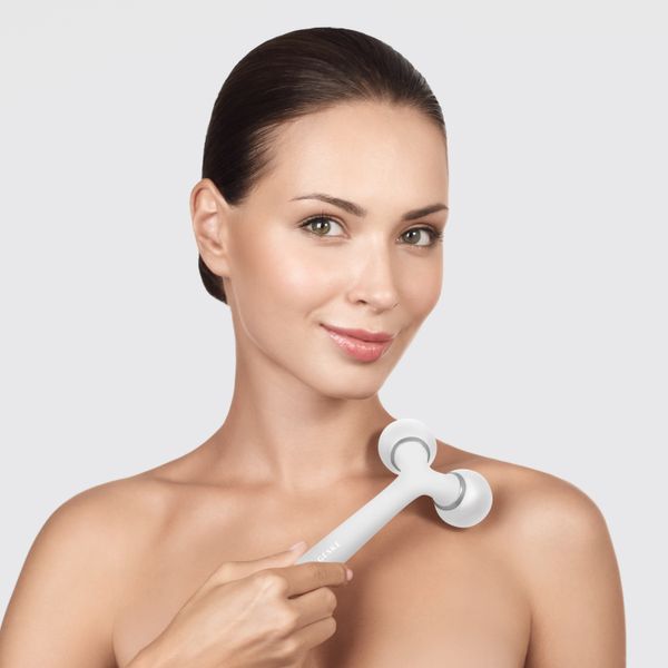 Електронний ультразвуковий ролик для обличчя та тіла GESKE Sonic Facial & Body Roller 4 в 1, white HB0039 фото