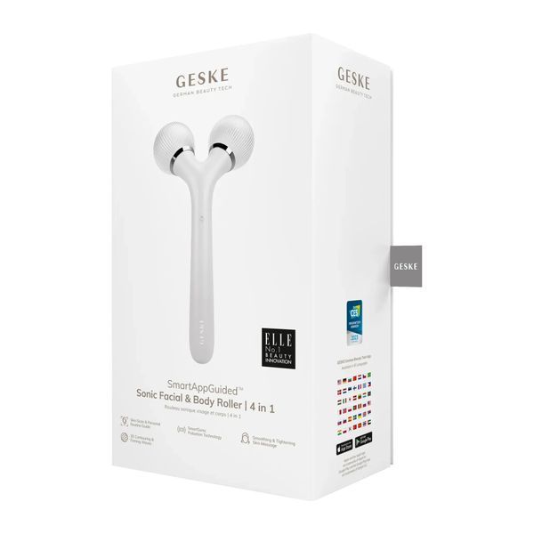 Електронний ультразвуковий ролик для обличчя та тіла GESKE Sonic Facial & Body Roller 4 в 1, white HB0039