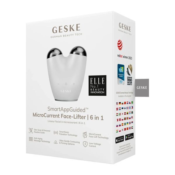 Мікрострумовий підтягувач шкіри обличчя GESKE MicroCurrent Face-Lifter 6 в 1, white HB0139
