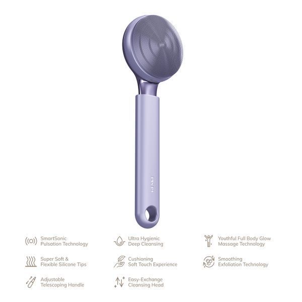 Ультразвукова щітка для всього тіла GESKE Sonic Full-Body Brush & Intensive Exfoliator 8 в 1, purple HB0380