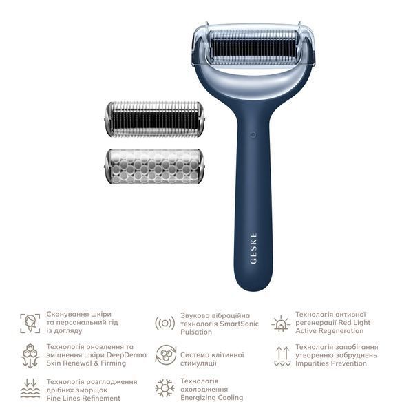 Електронний ролер для обличчя та тіла з мікроголками GESKE MicroNeedle Face & Body Roller 8 в 1, midnight HB0199