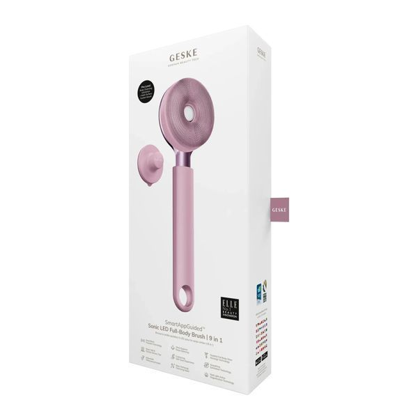 Звукова світлодіодна щітка для всього тіла GESKE Sonic LED Full-Body Brush & Intensive Exfoliator 9 в 1, pink HB0390