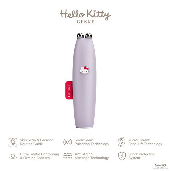 Мікрострумова ручка для підтяжки шкіри обличчя GESKE MicroCurrent Face-Lift Pen 6 в 1 by Hello Kitty, purple HB0250