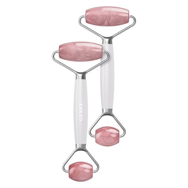 Роллер-массажер для лица и тела с розовым кварцем GESKE&nbsp;SmartAppGuided&nbsp;Rose&nbsp;Quartz&nbsp;Face&nbsp;&&nbsp;Body&nbsp;Roller&nbsp;5in1&nbsp;starlight HB0656