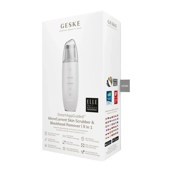 Мікрострумовий скрабер для шкіри та усунення чорних точок GESKE MicroCurrent Skin Scrubber & Blackhead Remover 9 в 1, white HB0150