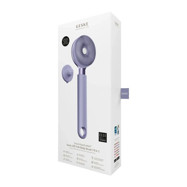 Звуковая светодиодная щетка для всего тела GESKE Sonic LED Full-Body Brush & Intensive Exfoliator 9 в 1, purple HB0391