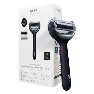 Електронний ролер для обличчя та тіла з мікроголками GESKE MicroNeedle Face & Body Roller 8 в 1, black HB0201