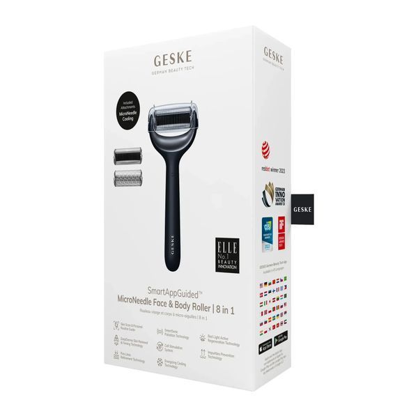 Электронный роллер для лица и тела с микроиглами GESKE MicroNeedle Face & Body Roller 8 в 1, black HB0201