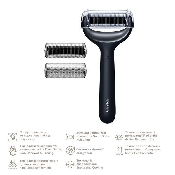 Электронный роллер для лица и тела с микроиглами GESKE MicroNeedle Face & Body Roller 8 в 1, black HB0201