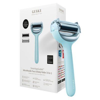 Електронний ролер для обличчя та тіла з мікроголками GESKE MicroNeedle Face & Body Roller 8 в 1, turquoise HB0202