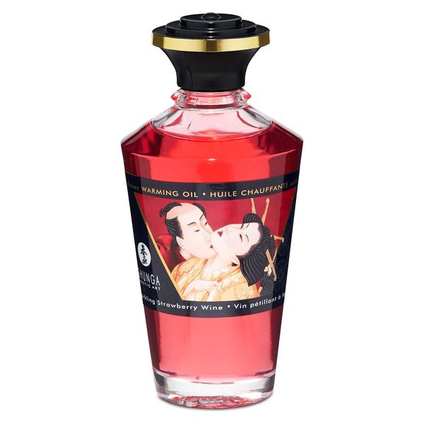 Розігрівальна олія Shunga Aphrodisiac Warming Oil – Sparkling Strawberry Wine (100 мл) без цукру SO2497 фото