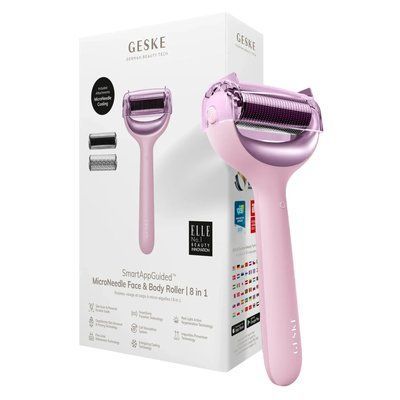 Електронний ролер для обличчя та тіла з мікроголками GESKE MicroNeedle Face & Body Roller 8 в 1, pink HB0203