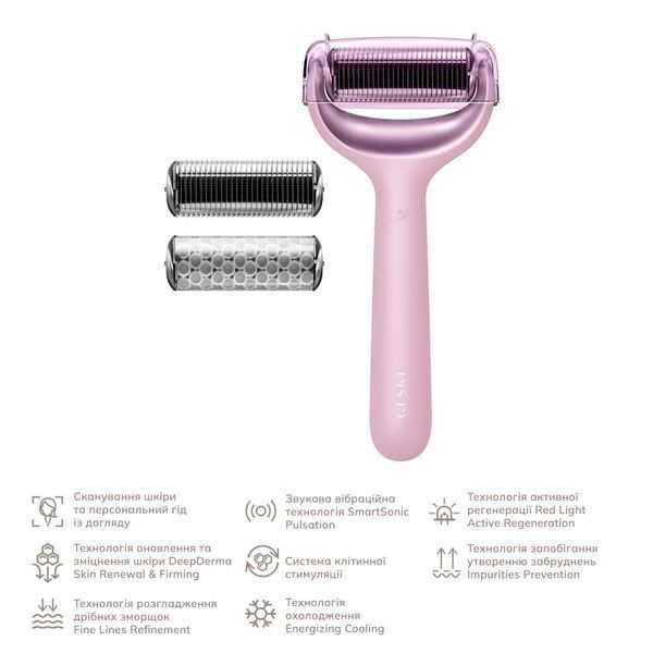 Электронный роллер для лица и тела с микроиглами GESKE MicroNeedle Face & Body Roller 8 в 1, pink HB0203