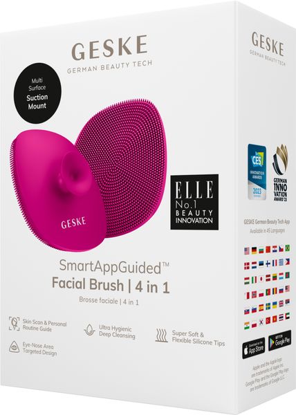 Щітка для обличчя GESKE Facial Brush 4 в 1 з тримачем, magenta HB0054 фото