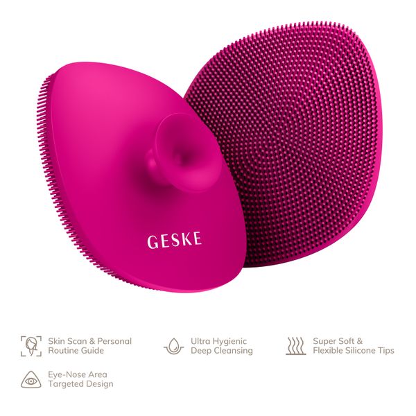 Щітка для обличчя GESKE Facial Brush 4 в 1 з тримачем, magenta HB0054 фото