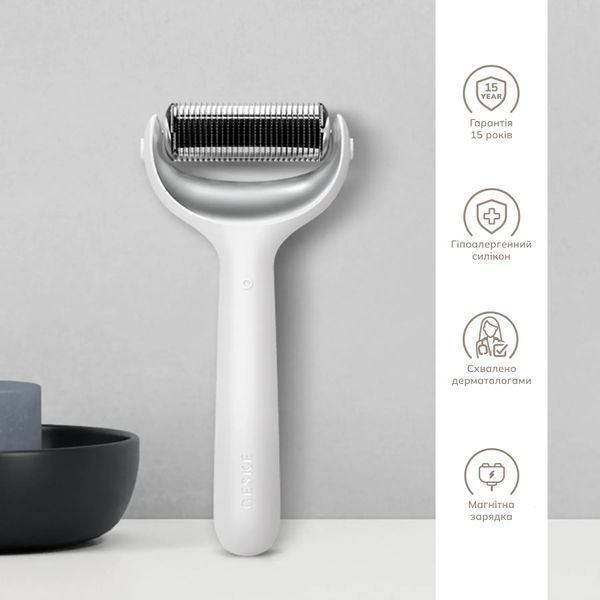 Электронный роллер для лица и тела с микроиглами GESKE MicroNeedle Face & Body Roller 8 в 1, white HB0205