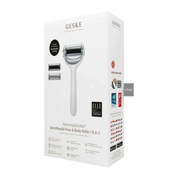 Электронный роллер для лица и тела с микроиглами GESKE MicroNeedle Face & Body Roller 8 в 1, white HB0205