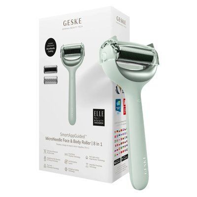 Електронний ролер для обличчя та тіла з мікроголками GESKE MicroNeedle Face & Body Roller 8 в 1, green HB0206
