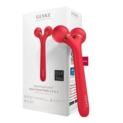 Електронний ультразвуковий ролик для обличчя GESKE Sonic Facial Roller 4 в 1, red HB0633