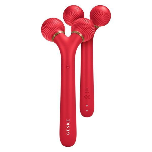 Электронный ультразвуковой ролик для лица GESKE Sonic Facial Roller 4 в 1, red HB0633
