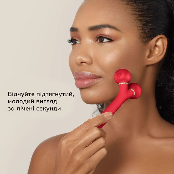 Электронный ультразвуковой ролик для лица GESKE Sonic Facial Roller 4 в 1, red HB0633