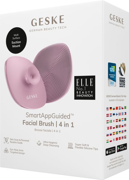 Щітка для обличчя GESKE Facial Brush 4 в 1 з тримачем, pink HB0060 фото