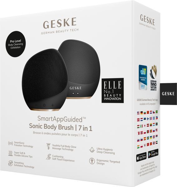 Ультразвуковая щетка для тела и интенсивный пилинг GESKE Sonic Body Brush & Intensive Exfoliator 7 в 1, gray HB0353