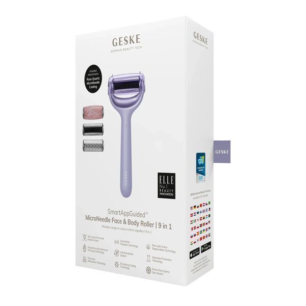 Ролер для голкової мезотерапії обличчя та тіла GESKE MicroNeedle Face & Body Roller 9 в 1, purple HB0211