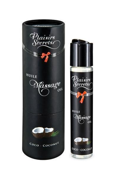 Масажна олія Plaisirs Secrets Coconut (59 мл) з афродизіаками, їстівна, подарункова упаковка SO1838 фото