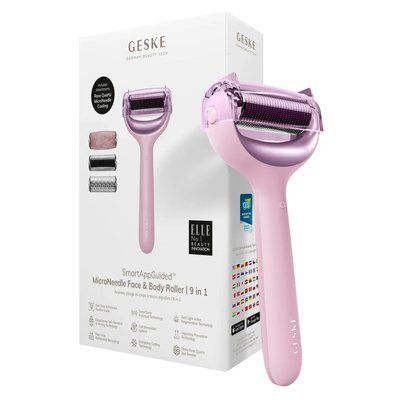 Ролер для голкової мезотерапії обличчя та тіла GESKE MicroNeedle Face & Body Roller 9 в 1, pink HB0214