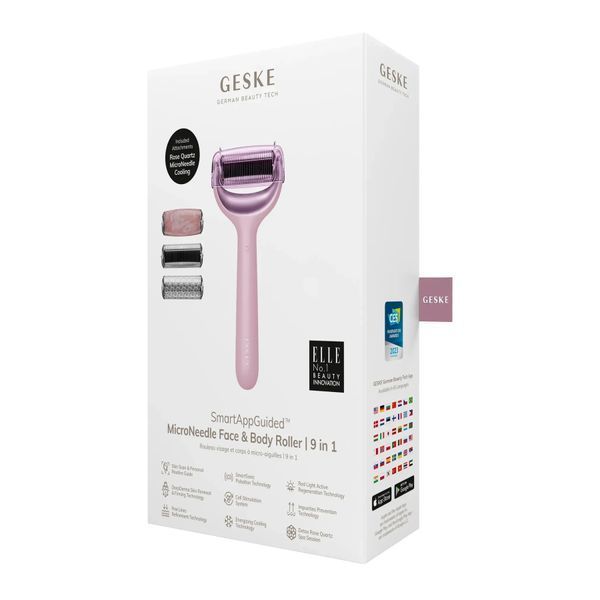 Роллер для игольчатой мезотерапии лица и тела GESKE MicroNeedle Face & Body Roller 9 в 1, pink HB0214