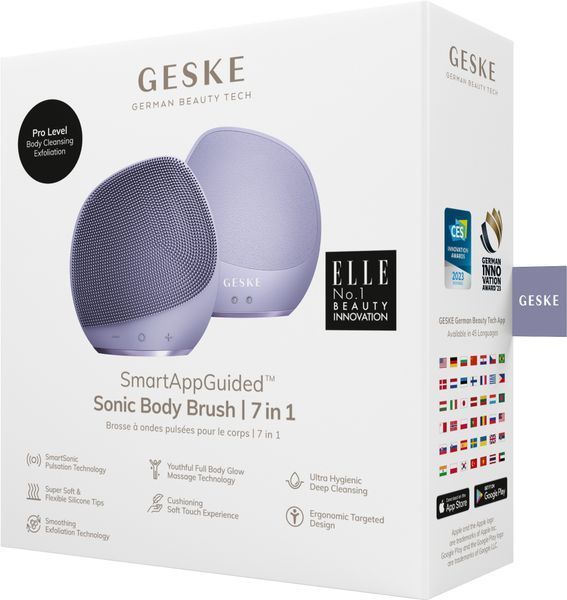 Ультразвуковая щетка для тела и интенсивный пилинг GESKE Sonic Body Brush & Intensive Exfoliator 7 в 1, purple HB0358