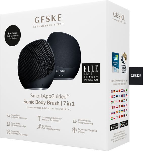 Ультразвукова щітка для тіла та інтенсивний пілінг GESKE Sonic Body Brush & Intensive Exfoliator 7 в 1, black HB0352