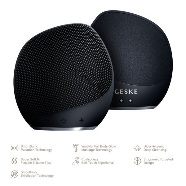 Ультразвукова щітка для тіла та інтенсивний пілінг GESKE Sonic Body Brush & Intensive Exfoliator 7 в 1, black HB0352