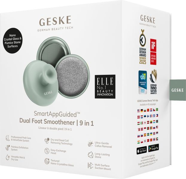 Набір для догляду за стопами з ручкою GESKE Dual Foot Smoothener 9 в 1, green HB0259