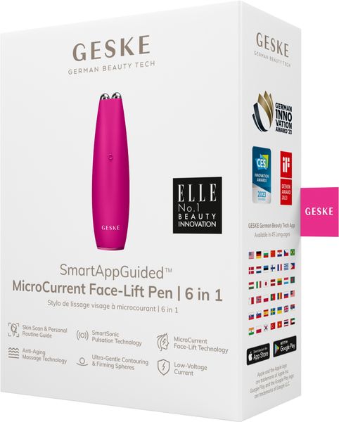 Мікрострумова ручка для підтяжки обличчя GESKE MicroCurrent Face-Lift Pen 6 в 1, magenta HB0120 фото