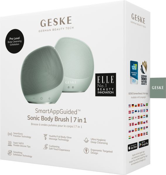 Ультразвукова щітка для тіла та інтенсивний пілінг GESKE Sonic Body Brush & Intensive Exfoliator 7 в 1, green HB0354