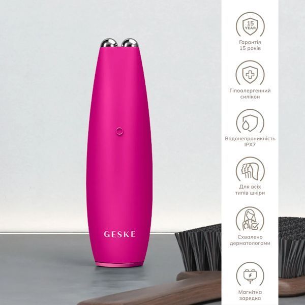 Мікрострумова ручка для підтяжки шкіри обличчя GESKE MicroCurrent Face-Lift Pen 6 в 1, magenta HB0120