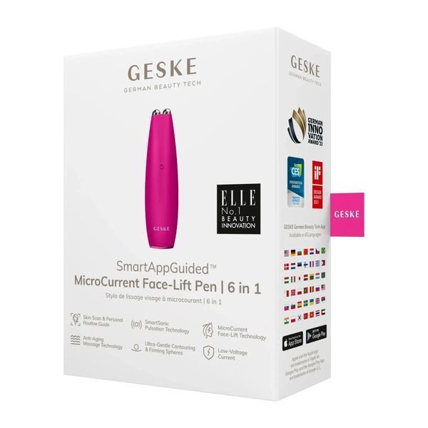 Мікрострумова ручка для підтяжки шкіри обличчя GESKE MicroCurrent Face-Lift Pen 6 в 1, magenta HB0120