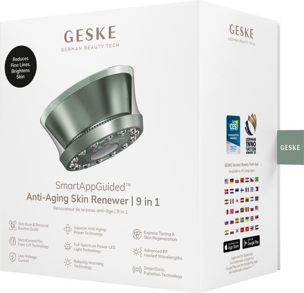 Антивіковий LED-випромінювач для відновлення шкіри обличчя GESKE Anti-Aging Skin Renewer 9в1 green HB0640
