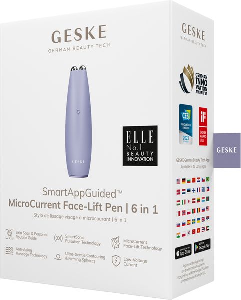 Мікрострумова ручка для підтяжки обличчя GESKE MicroCurrent Face-Lift Pen 6 в 1, purple HB0123 фото