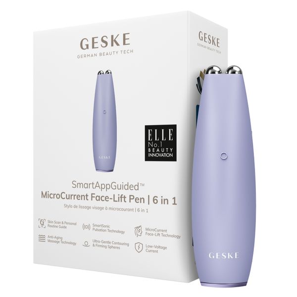 Мікрострумова ручка для підтяжки обличчя GESKE MicroCurrent Face-Lift Pen 6 в 1, purple HB0123 фото