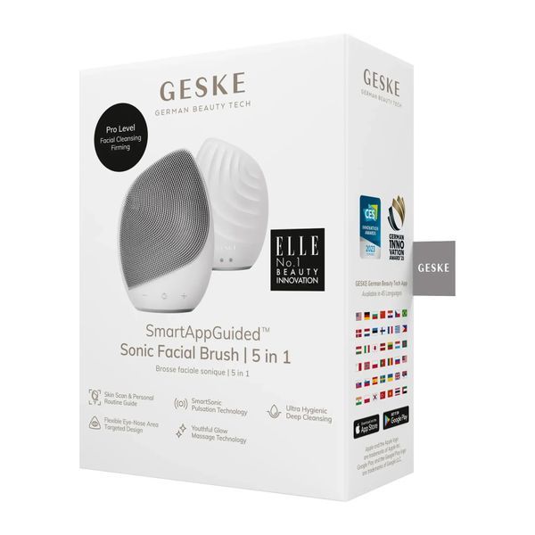 Электронная ультразвуковая щетка для лица GESKE Sonic Facial Brush 5 в 1, white HB0073