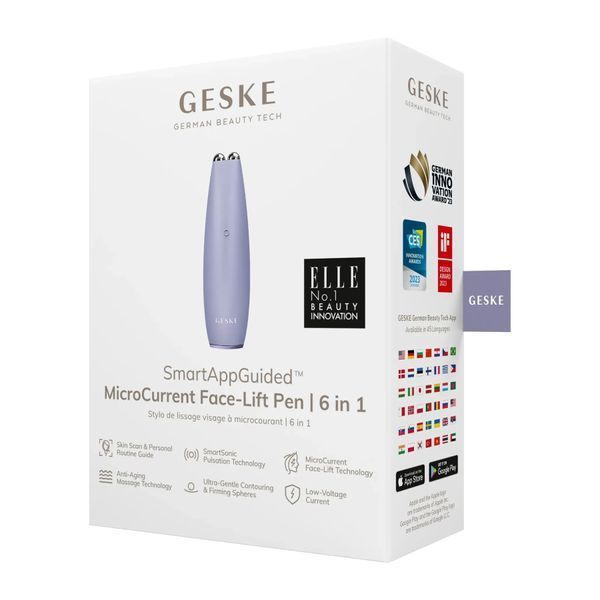 Мікрострумова ручка для підтяжки шкіри обличчя GESKE MicroCurrent Face-Lift Pen 6 в 1, purple HB0123