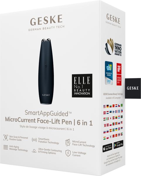 Мікрострумова ручка для підтяжки обличчя GESKE MicroCurrent Face-Lift Pen 6 в 1, black HB0124 фото