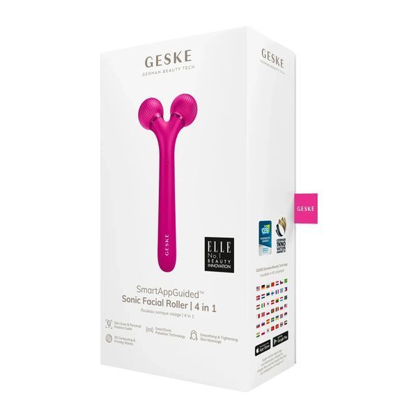 Электронный ультразвуковой ролик для лица GESKE Sonic Facial Roller 4 в 1, magenta HB0175