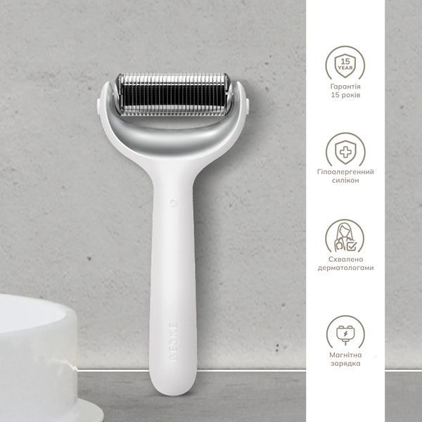 Ролер для голкової мезотерапії обличчя та тіла GESKE MicroNeedle Face & Body Roller 9 в 1, white HB0025