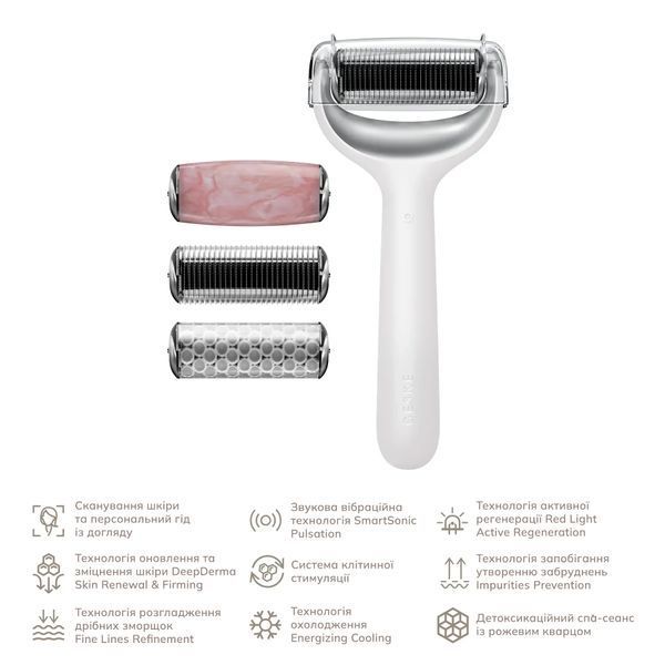 Ролер для голкової мезотерапії обличчя та тіла GESKE MicroNeedle Face & Body Roller 9 в 1, white HB0025