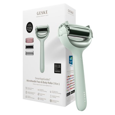 Ролер для голкової мезотерапії обличчя та тіла GESKE MicroNeedle Face & Body Roller 9 в 1, green HB0026 фото